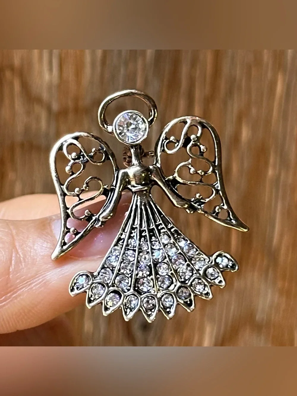 Vintage Rhinestone Angle Brooch
